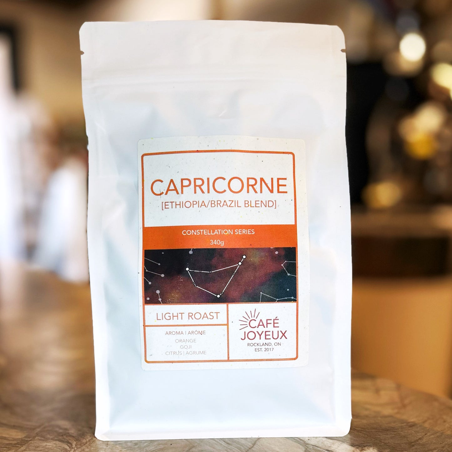 Capricorn coffee blend – a bright, citrusy with fruity flavors, inspired by the Capricorn zodiac sign